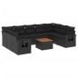 vidaXL Set de sofás de jardín 10 pzas cojines ratán sintético negro vidaXL Set de sofás de jardín 10 pzas cojines ratán sintético negro
