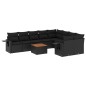 vidaXL Set de sofás de jardín 10 pzas cojines ratán sintético negro vidaXL Set de sofás de jardín 10 pzas cojines ratán sintético negro