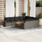 vidaXL Set de sofás de jardín 11 pzas y cojines ratán sintético gris vidaXL Set de sofás de jardín 11 pzas y cojines ratán sintético gris