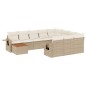 vidaXL Set de sofás de jardín 11pzas con cojines ratán sintético beige vidaXL Set de sofás de jardín 11pzas con cojines ratán sintético beige