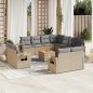 vidaXL Juego de sofás jardín con cojines beige mezcla 12 pzas ratán PE