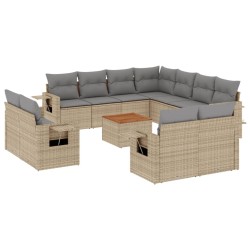 vidaXL Juego de sofás jardín con cojines beige mezcla 12 pzas ratán PE