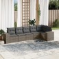 vidaXL Set de muebles de jardín 6 pzas y cojines ratán sintético gris