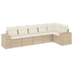 vidaXL Juego de sofás jardín con cojines 6 pzas ratán sintético beige