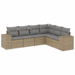 vidaXL Juego de sofás jardín con cojines 6 pzas ratán sintético beige