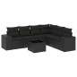vidaXL Set de comedor de jardín 7 pzas y cojines ratán sintético negro vidaXL Set de comedor de jardín 7 pzas y cojines ratán sintético negro