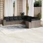 vidaXL Set de sofás de jardín 10 pzas con cojines ratán sintético gris vidaXL Set de sofás de jardín 10 pzas con cojines ratán sintético gris