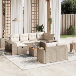 vidaXL Set de sofás de jardín 11pzas con cojines ratán sintético beige