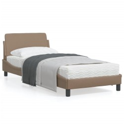 vidaXL Estructura de cama cabecero cuero sintético capuchino 80x200cm