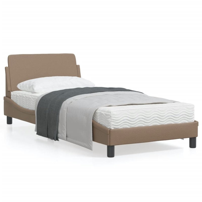 vidaXL Estructura de cama cabecero cuero sintético capuchino 80x200cm vidaXL Estructura de cama cabecero cuero sintético capuchino 80x200cm