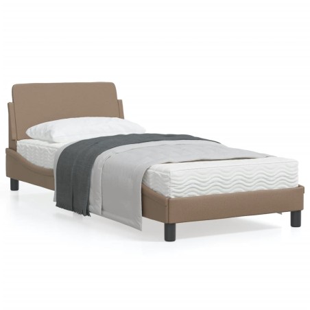 vidaXL Estructura de cama cabecero cuero sintético capuchino 80x200cm