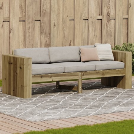 vidaXL Sofá de jardín de 3 plazas madera pino impregnada 189x60x62 cm