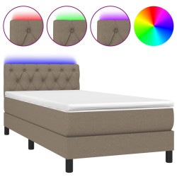 vidaXL Cama box spring colchón y luces LED gris taupe 80x200 cm