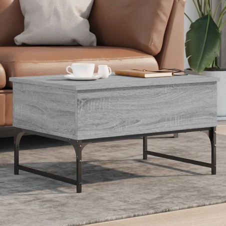 vidaXL Mesa de centro madera ingeniería metal gris Sonoma 70x50x40 cm