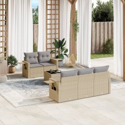 vidaXL Juego de sofás jardín con cojines 6 pzas ratán sintético beige