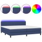 vidaXL Cama box spring colchón y luces LED tela azul 200x200 cm