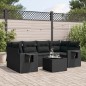 vidaXL Set de comedor de jardín 7 pzas y cojines ratán sintético negro vidaXL Set de comedor de jardín 7 pzas y cojines ratán sintético negro