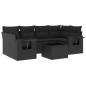 vidaXL Set de comedor de jardín 7 pzas y cojines ratán sintético negro vidaXL Set de comedor de jardín 7 pzas y cojines ratán sintético negro