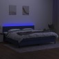 vidaXL Cama box spring colchón y luces LED tela azul 200x200 cm