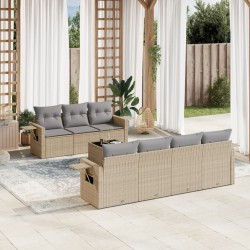 vidaXL Juego de sofás de jardín con cojines beige 8 pzas ratán PE