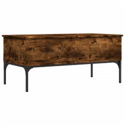 vidaXL Mesa de centro madera ingeniería metal roble humo 100x50x45cm