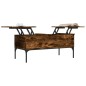 vidaXL Mesa de centro madera ingeniería metal roble humo 100x50x45cm vidaXL Mesa de centro madera ingeniería metal roble humo 100x50x45cm