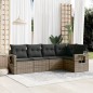 vidaXL Juego de sofás jardín con cojines 5 pzas ratán sintético gris vidaXL Juego de sofás jardín con cojines 5 pzas ratán sintético gris