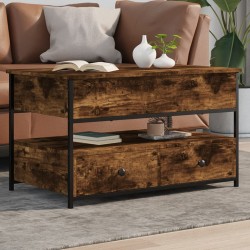 vidaXL Mesa de centro madera de ingeniería y metal roble 85x50x50 cm