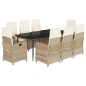 vidaXL Set comedor de jardín 9 pzas con cojines ratán sintético beige vidaXL Set comedor de jardín 9 pzas con cojines ratán sintético beige