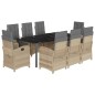 vidaXL Set comedor de jardín 9 pzas con cojines ratán sintético beige vidaXL Set comedor de jardín 9 pzas con cojines ratán sintético beige