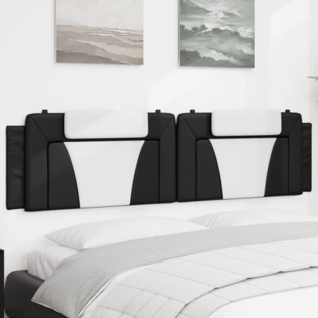 vidaXL Cabecero de cama acolchado cuero sintético negro blanco 200 cm