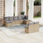 vidaXL Set de sofás de jardín 9 pzas con cojines ratán sintético beige vidaXL Set de sofás de jardín 9 pzas con cojines ratán sintético beige