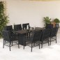 vidaXL Set de comedor de jardín 9 pzas y cojines ratán sintético negro vidaXL Set de comedor de jardín 9 pzas y cojines ratán sintético negro