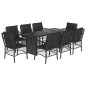 vidaXL Set de comedor de jardín 9 pzas y cojines ratán sintético negro vidaXL Set de comedor de jardín 9 pzas y cojines ratán sintético negro