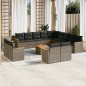 vidaXL Set de sofás de jardín 14 pzas con cojines ratán sintético gris vidaXL Set de sofás de jardín 14 pzas con cojines ratán sintético gris