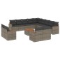 vidaXL Set de sofás de jardín 14 pzas con cojines ratán sintético gris vidaXL Set de sofás de jardín 14 pzas con cojines ratán sintético gris