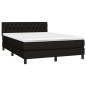 vidaXL Cama box spring colchón y luces LED tela negro 140x190 cm vidaXL Cama box spring colchón y luces LED tela negro 140x190 cm