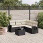 vidaXL Set de sofás de jardín 6 piezas y cojines ratán sintético negro vidaXL Set de sofás de jardín 6 piezas y cojines ratán sintético negro
