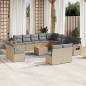 vidaXL Set sofás jardín 14 pzas y cojines ratán sintético beige mezcla vidaXL Set sofás jardín 14 pzas y cojines ratán sintético beige mezcla