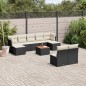 vidaXL Set de sofás de jardín 10 pzas cojines ratán sintético negro vidaXL Set de sofás de jardín 10 pzas cojines ratán sintético negro