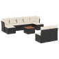 vidaXL Set de sofás de jardín 10 pzas cojines ratán sintético negro vidaXL Set de sofás de jardín 10 pzas cojines ratán sintético negro