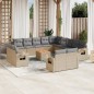 vidaXL Set sofás jardín 14 pzas y cojines ratán sintético beige mezcla vidaXL Set sofás jardín 14 pzas y cojines ratán sintético beige mezcla