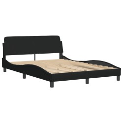 vidaXL Estructura de cama con cabecero de tela negro 120x200 cm