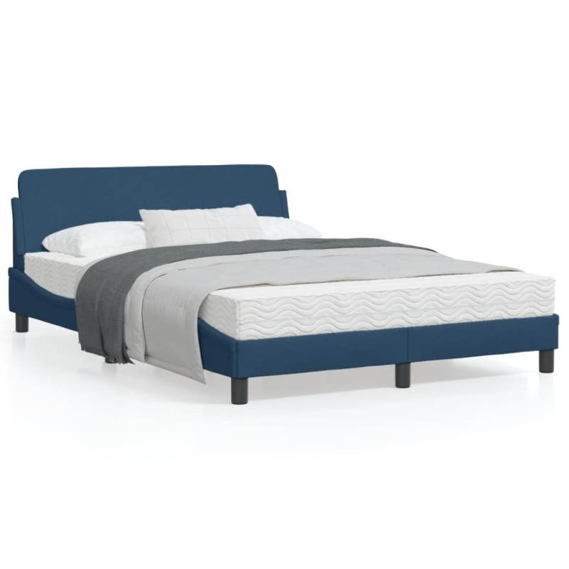 vidaXL Estructura de cama con cabecero de tela azul 120x200 cm vidaXL Estructura de cama con cabecero de tela azul 120x200 cm