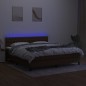 vidaXL Cama box spring colchón luces LED tela marrón oscuro 160x200cm