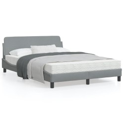 vidaXL Estructura de cama con cabecero de tela gris claro 140x200 cm