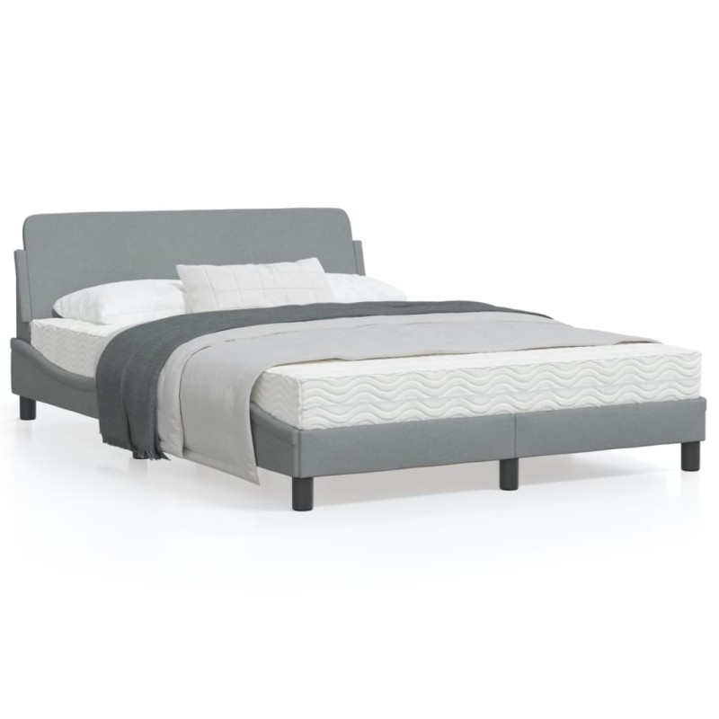 vidaXL Estructura de cama con cabecero de tela gris claro 140x200 cm vidaXL Estructura de cama con cabecero de tela gris claro 140x200 cm
