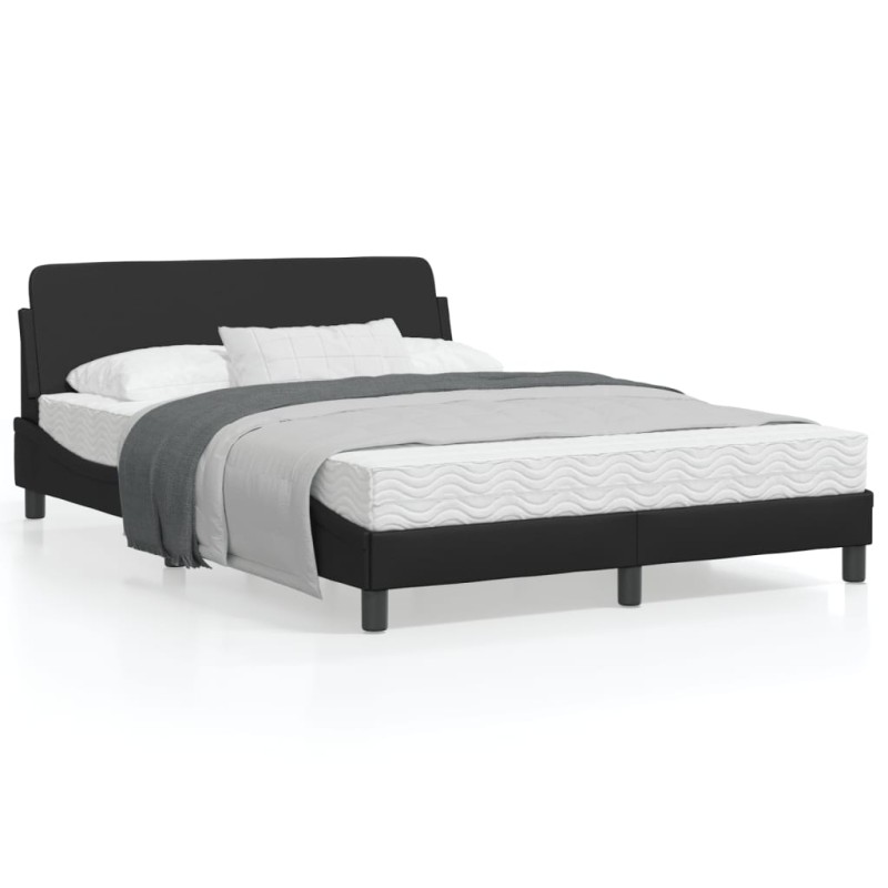 vidaXL Estructura de cama con cabecero cuero sintético negro 140x200cm