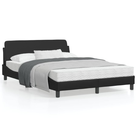 vidaXL Estructura de cama con cabecero cuero sintético negro 140x200cm