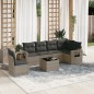 vidaXL Set de sofás de jardín 7 piezas con cojines ratán PE gris vidaXL Set de sofás de jardín 7 piezas con cojines ratán PE gris